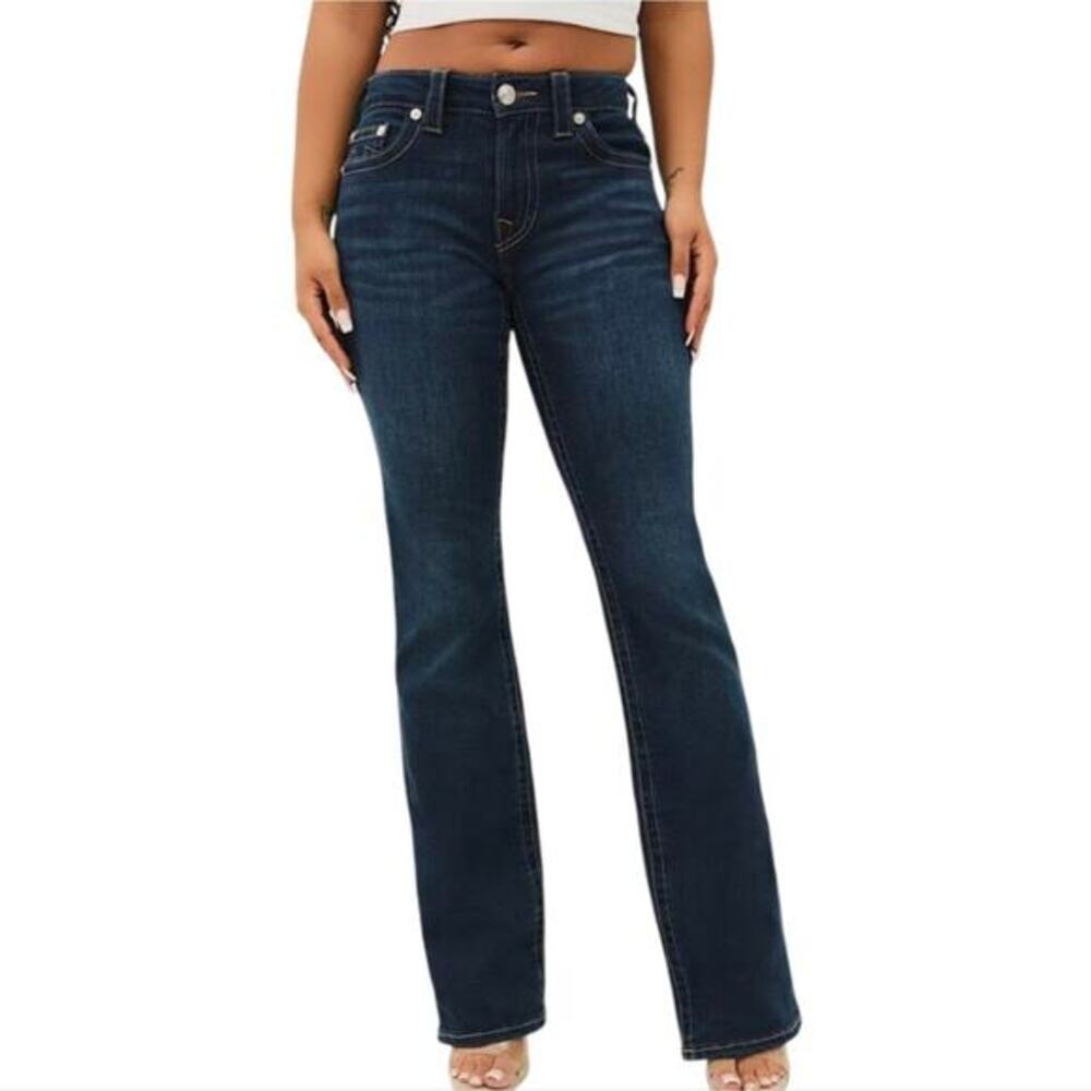 True Religion Becca Mid Rise Bootcut Women's Dark Wash Blue Jeans Size‎ 27 New